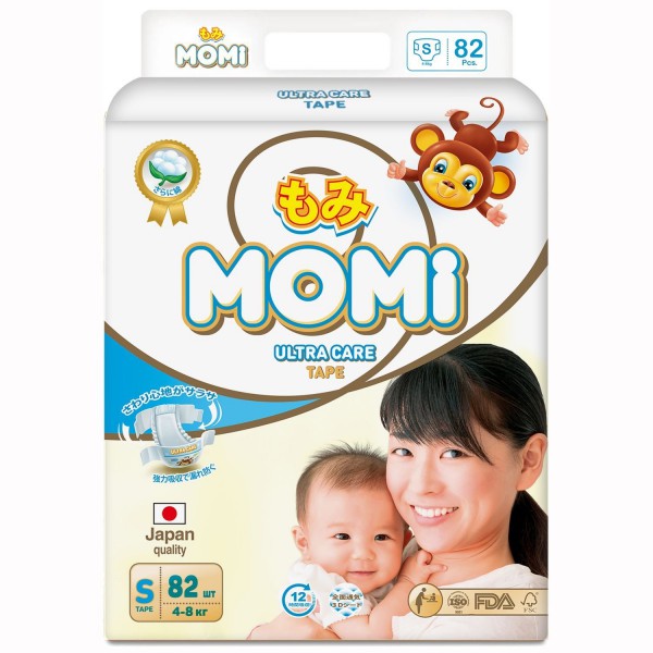 Подгузники Momi Ultra Care S (4-8кг) 82шт